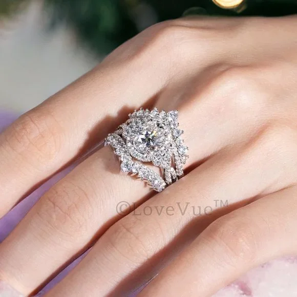 Elegant Diamond Moissanite Chevron Ring Band Enhancer - Picture 3 of 16